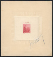 GJ.318, 1911 12c. Plowman, DIE PROOF In Red, Printed On Thin Paper Mounted On Card, Signed By The Artist... - Andere & Zonder Classificatie