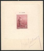 GJ.318, 1911 12c. Plowman, DIE PROOF In Purple Carmine (unlisted By Kneitschel), Printed On Thin Paper Mounted On... - Andere & Zonder Classificatie