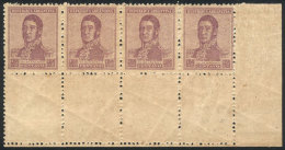 GJ.464CJ, 1918 ½c. San Martín, Strip Of 4 WITH LABELS AT BOTTOM, Darkened Gum (old), Else VF Quality,... - Other & Unclassified