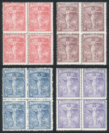 GJ.529/32 (Sc.286/9), 1921 First Panamerican Postal Congress, Compl. Set Of 4 Values In Blocks Of 4, VF Quality,... - Otros & Sin Clasificación
