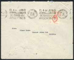 GJ.899 (Sc.509a), On A Cover Sent From Buenos Aires To Córdoba, The Cancel With Text About "Movement Of June... - Sonstige & Ohne Zuordnung