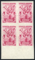 GJ.959P (Sc.579), Postal Service In The River Plate 200th Anniv., IMPERFORATE BLOCK OF 4, Excellent Quality. GJ... - Otros & Sin Clasificación