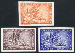 GJ.1024 (Sc.620), 1953 Corbeta Uruguay And Map Of Antarctica, 3 TRIAL COLOR PROOFS, VF Quality, Very Rare! - Sonstige & Ohne Zuordnung