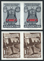 GJ.1102P/3P (Sc.671/2), 1958 Locomotive And Airplane, Argentine-Bolivian Friendship, IMPERFORATE PAIRS, Excellent... - Other & Unclassified