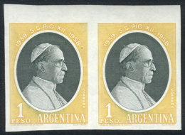 GJ.1119P (Sc.681), 1959 Pope Pius XII, IMPERFORATE PAIR, VF Quality, GJ Catalog Value US$50. - Altri & Non Classificati