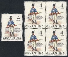 GJ.1279P, 1964 Army Day, Block Of 4 With RED COLOR SHIFTED Variety, VF. We Include A Normal Stamp For Comparison. - Otros & Sin Clasificación