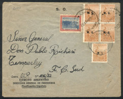 Rare MIXED POSTAGE: Cover Sent From Buenos Aires To Temperley On 10/JA/1921, Franked With Block Of 4 Of 1c. Plowman... - Servizio