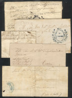 5 Folded Covers Used In 1840/50s (genuine), With Varied FORGED Pre-stamp Marks (one Without Marks), Produced By... - Otros & Sin Clasificación