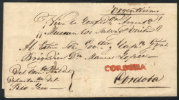 Folded Cover Used In 1850s (genuine), With A FORGED Straightline Pre-stamp Mark "CORDOBA", Produced By Abarca In... - Autres & Non Classés