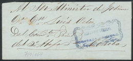 Folded Cover Used In 1860s (genuine), With A FORGED Pre-stamp Mark "INSPECCIÓN GENERAL DE POSTAS Y CAMINOS"... - Autres & Non Classés