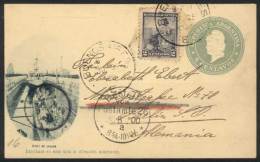 4c. Postal Card Illustrated With View Of "Carena Dock" + GJ.219 (total 6c.), Sent From Buenos Aires To Germany On... - Autres & Non Classés