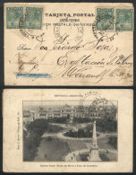 Postcard With View Of Buenos Aires Edited By Juan S. Russo (rare), Franked With 4x 1c. Seated Liberty With Cancel... - Altri & Non Classificati