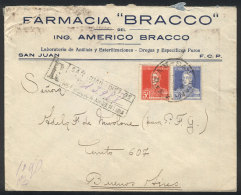 Registered Cover Sent From San Juan To Buenos Aires On 1/MAR/1924, Franked With 25c. (5c. + 20c. San Martín... - Altri & Non Classificati