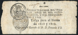 Fragment Of The Top Part Of A Revenue-stamped Sheet Of The Year 1808/9, VF Quality! - Autres & Non Classés