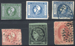 1 Corrientes, 4 Cabecitas And 1 Rivadavia, With Defects, Low Start! - Collections, Lots & Series