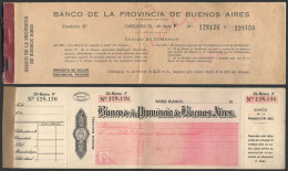 Complete Checkbook With 25 Unused Checks, Circa 1930, Banco De La Provincia De Buenos Aires, With "Impuesto De... - Cheques & Traveler's Cheques