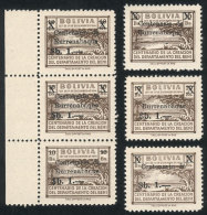 Sc.490, Lot Of Overprint VARIETIES: "Rurrenabaque" Omitted, "Centenario De" Omitted, "$b.1.-" Omitted, And Strip Of... - Bolivia