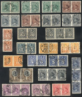 23 Pairs Or Strips Of Old Stamps, Used, With Some Interesting Cancels, VF Quality! - Cile