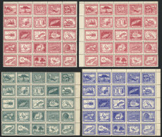 8 Blocks Of 25 Stamps Each, Issue Of Chilean Fauna And Flora Of The Year 1948, One Cancelled To Order, Of The Rest... - Chile