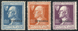 Sc.25/27, 1927 Volta, Cmpl. Set Of 3 Values, Very Lightly Hinged, VF Quality! - Cirenaica