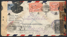 Airmail Cover Sent To Argentina On 22/NO/1943, With Censor Labels And A Number Of Cancels On Front And Reverse, VF... - Costa Rica