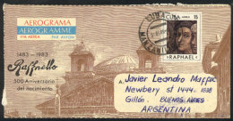 Aerogram Commemorating The 500th Anniversary Of Raphael (paintings), Sent To Argentina On 30/MAY/1985, Very Nice! - Other & Unclassified