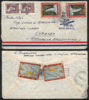 MIXED POSTAGE: Airmail Cover Sent To Argentina On 8/MAR/1950 Franked With 24c. + Argentina Stamps For 20c. To Pay... - República Dominicana