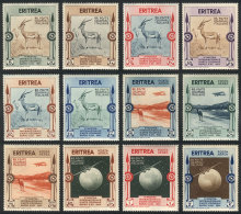 Sc.175/180 + C1/C6, 1934 Animals, Etc., Cmpl. Set Of 12 Values, Mint Lightly Hinged, Fine To VF Quality! - Eritrea