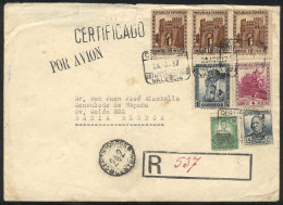 Registered Airmail Cover Sent From Valencia To Argentina On 28/AU/1937 Franked With 35.35Ptas., VF Quality And... - Otros & Sin Clasificación