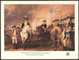 Sc.1686g, 1976 Souvenir Sheet With 5 Stamps, Painting "The Surrender Of Lord Cornwallis At Yorktown", With VARIETY:... - Souvenirkaarten