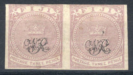 Sc.38, IMPERFORATE Pair Without The Surcharge "4 Pence", Mint With Gum And Lightly Hinged, Excellent Quality! - Fiji (...-1970)