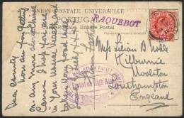 Postcard (Convento Dos Jeronymos, Lisboa, Portugal) Franked With 1p. Red, Posted On High Seas From Paquebot Of The... - Other & Unclassified