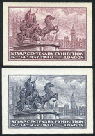 2 Proofs Of Cinderellas Or Labels For The Stamp Centenary Exhibition Of London 1940, Printed By Waterlow & Sons... - Altri & Non Classificati
