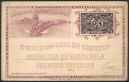 Old 1c. Postal Card Illustrated With Train View, Fantastic, VF Quality! - Honduras