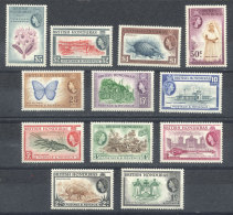 Sc.144/155, 1953/7 Animals, Flowers Etc., Complete Set Of 12 Values, Mint Very Lightly Hinged, Very Fine Quality,... - Honduras Britannique (...-1970)