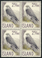 Sc.323, 1959/60 25Kr. Gyrfalcon, MNH Block Of 4, VF Quality! - Other & Unclassified