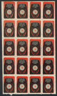 FIGHT AGAINST TUBERCULOSIS: 1970 Issue, Complete Sheet Of 20 Cinderellas, Very Fine Quality! - Autres & Non Classés