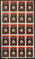 FIGHT AGAINST TUBERCULOSIS: 1970 Issue, Complete Sheet Of 20 Cinderellas, Very Fine Quality! - Sonstige & Ohne Zuordnung