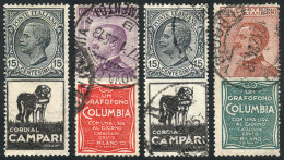 4 Stamps With ADVERTISING LABELS, 1 Mint With Small Hinge Mark And 3 Used, VF Quality! - Sin Clasificación