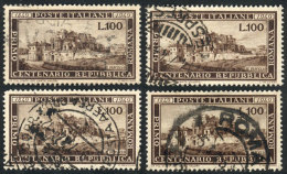 Yvert 537, 1949 100L. Repubblica, 4 Used Examples Of VF Quality, Catalog Value Euros 500. - Zonder Classificatie