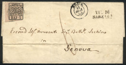 Folded Cover Sent From Roma To Genova On 11/AP/1853, Franked With Sc.6 Of Vatican States, Very Nice! - Unclassified