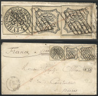 Cover Sent From Civitavecchia To Paris On 2/JUN/1858, Franked With Sc.5 (defects) + 2x Sc.9 Of Vatican States, Very... - Non Classés