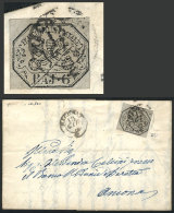 Entire Letter Sent From Macerata To Ancona On 13/JUN/1858, Franked With Sc.6 Of Vatican States, With VARIETY:... - Non Classés