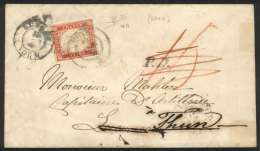 Cover Franked By  Sc.13 Of Sardinia (40c. Red), Sent From ORTA To Lucerne In AU/1858 And Forwarded To Thun, VF... - Sin Clasificación