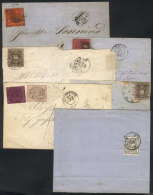 6 Letters, Folded Covers Or Large Fragments Used Between 1860 And 1870, Interesting! - Non Classés