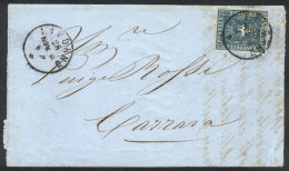 Large Part Of A Folded Cover Sent From Livorno To Carrara On 28/NO/1860, Franked By Sc.20 (20c. Blue) Of Toscana,... - Ohne Zuordnung