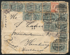 Cover Sent From MERAN To Hamburg On 20/MAR/1921 With Interesting Postage Of 1L.20c (formed With 19 Stamps!, Several... - Ohne Zuordnung