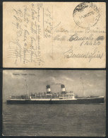 Postcard With View Of Steamer "Giulio Cesare" Posted At Sea WITHOUT POSTAGE On 17/JUL/1922 To Buenos Aires, Arrival... - Non Classificati