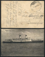 Postcard With View Of Steamer "Giulio Cesare" Posted At Sea WITHOUT POSTAGE On 17/JUL/1922 To Buenos Aires, Arrival... - Sin Clasificación