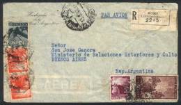 Registered Air Mail Cover Sent To Argentina On 13/AU/1946 Franked With L.88, Interesting! - Unclassified